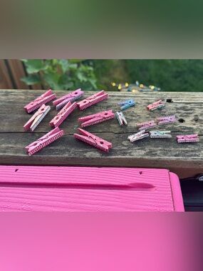 Colorful Rhinestone Wooden Clothespins - Decorative Set of 16 mini/junior